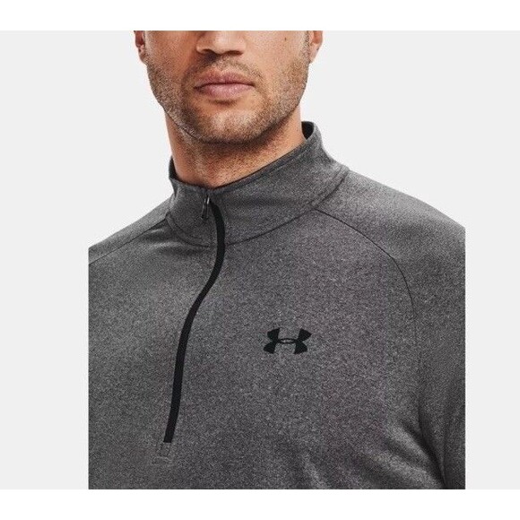 Under Armour Mens Tech 1/2 Half Zip Top Gym Training Running Golf Gray Large New - Picture 3 of 13